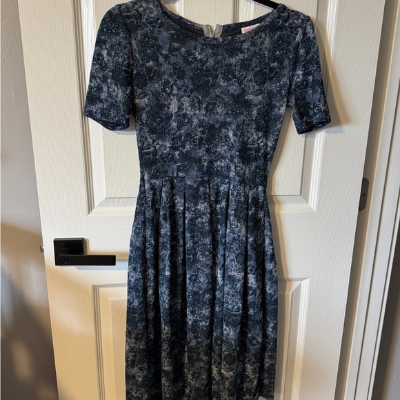LuLaRoe Blue Fit and Flare Midi Dress - Picture 1 of 2